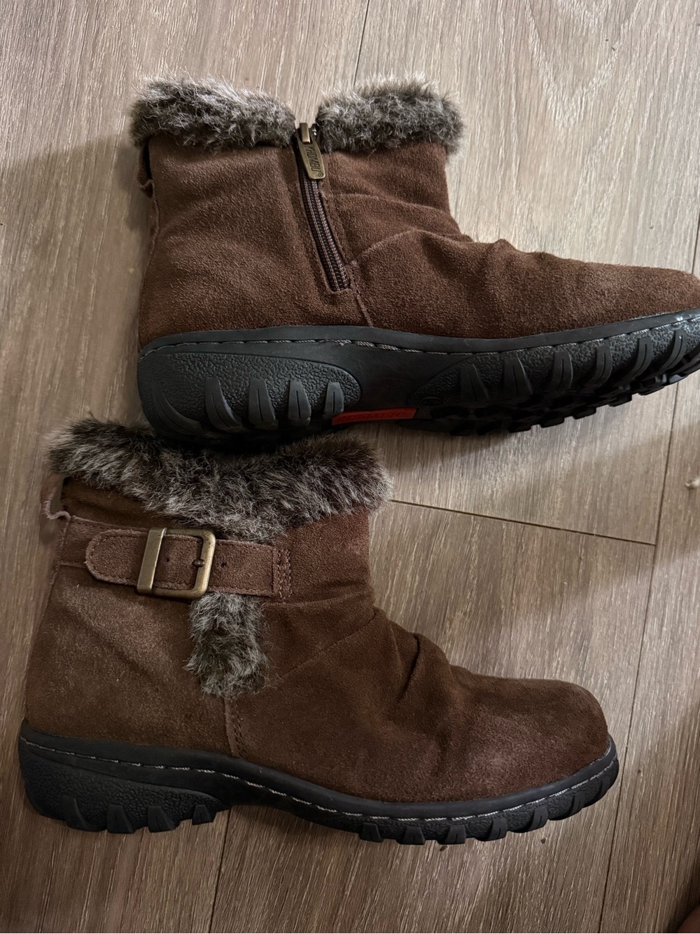 Women’s Brown Faux-Fur Ankle Boots - Casual Winter Comfort